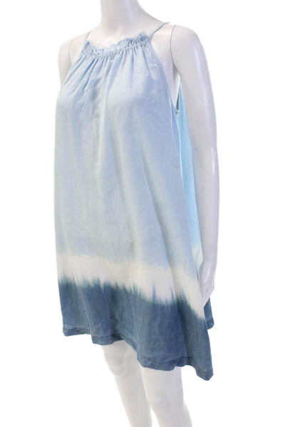 Bella Dahl Girls Sleeveless Scoop Neck Ombre Shift Dress Blue White Size 14