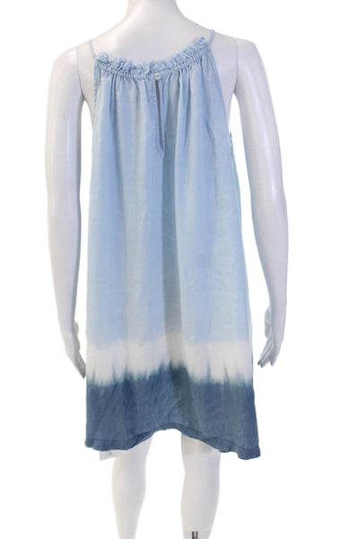 Bella Dahl Girls Sleeveless Scoop Neck Ombre Shift Dress Blue White Size 14