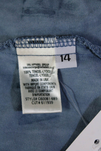 Bella Dahl Girls Sleeveless Scoop Neck Ombre Shift Dress Blue White Size 14