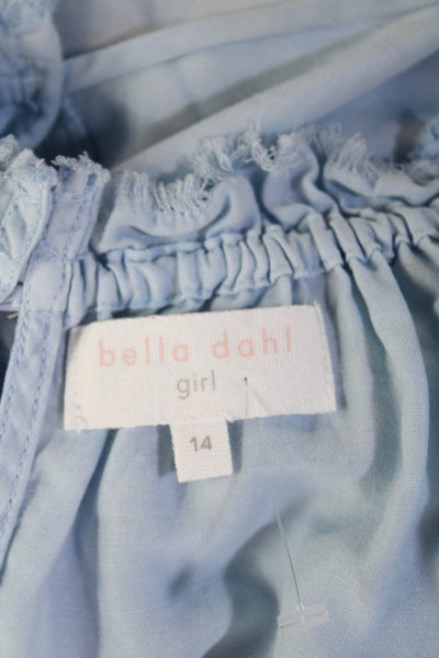 Bella Dahl Girls Sleeveless Scoop Neck Ombre Shift Dress Blue White Size 14