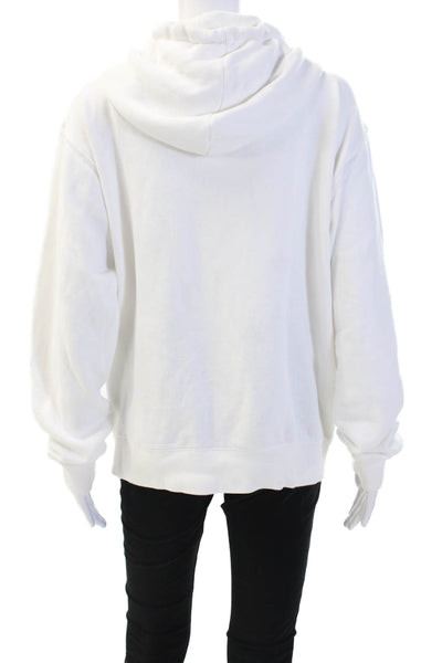 Brandy Melville Womens Long Sleeve Front Zip Hoodie Sweatshirt White Medium