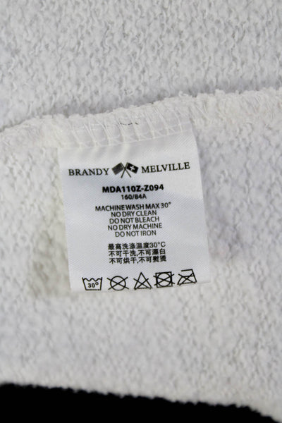 Brandy Melville Womens Long Sleeve Front Zip Hoodie Sweatshirt White Medium