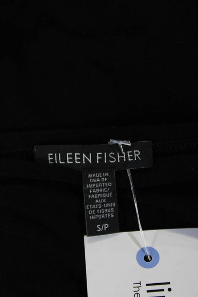 Eileen Fisher Women's Short Sleeves Asymmetrical Hem Tunic Blouse Black Size S
