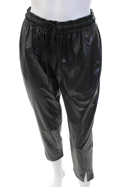 Theory Womens Faux Leather High Rise Split Leg Pull On Pants Black Size 00