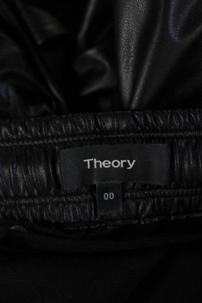 Theory Womens Faux Leather High Rise Split Leg Pull On Pants Black Size 00