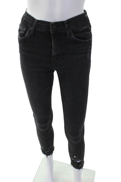 Agolde Womens Distressed Skinny Jeans Black Size 26
