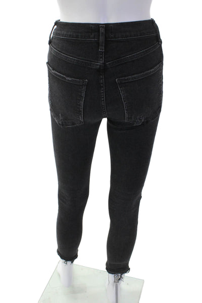 Agolde Womens Distressed Skinny Jeans Black Size 26
