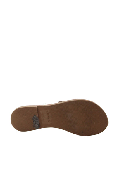 Soludos Womens Open Toe Strap Flat Slip On Sandals Brown Size 8