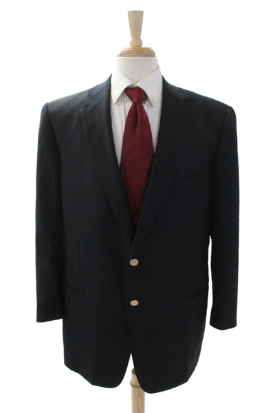 Ermenegildo Zegna Mens Textured Long Sleeve Button Blazer Navy Size EUR 48