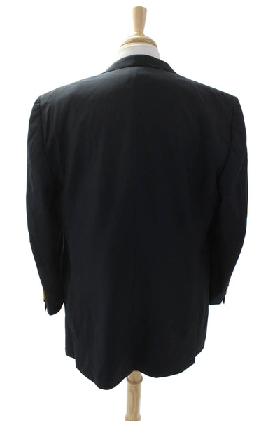 Ermenegildo Zegna Mens Textured Long Sleeve Button Blazer Navy Size EUR 48
