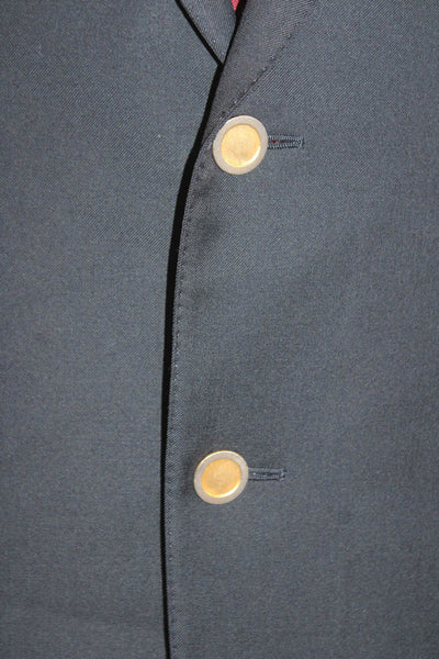 Ermenegildo Zegna Mens Textured Long Sleeve Button Blazer Navy Size EUR 48