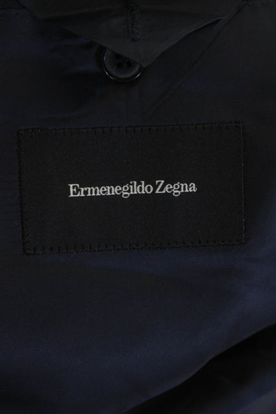 Ermenegildo Zegna Mens Textured Long Sleeve Button Blazer Navy Size EUR 48