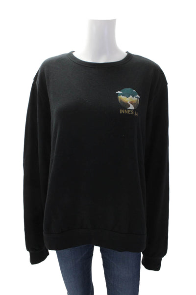 Bella + Canvas Womens Graphic Crew Neck Long Sleeve Sweatshirt Black Size M