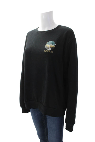 Bella + Canvas Womens Graphic Crew Neck Long Sleeve Sweatshirt Black Size M