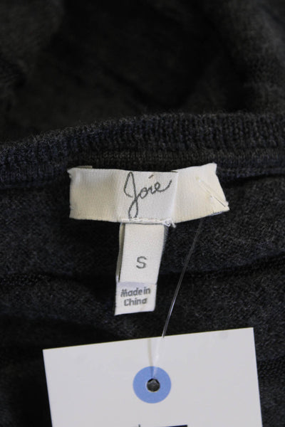 Joie Womens Striped Mesh Print Knitted Long Sleeve Sweater Top Black Size S