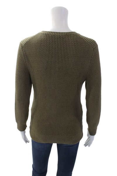 Michael Kors Womens Silk Woven Round Neck Long Sleeve Sweater Green Size M