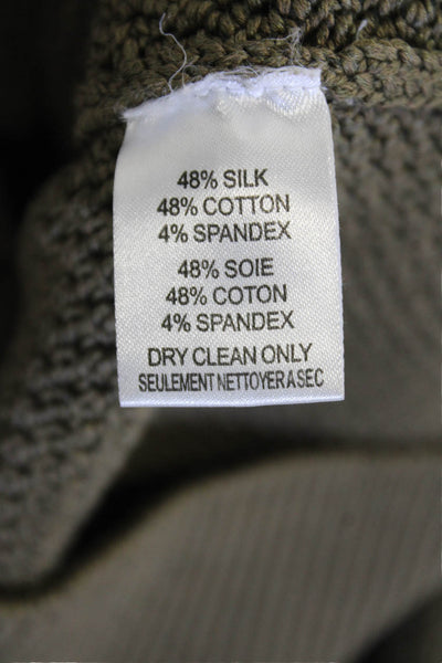 Michael Kors Womens Silk Woven Round Neck Long Sleeve Sweater Green Size M