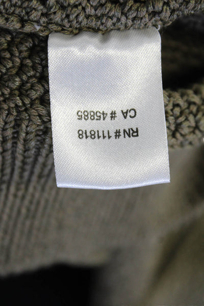 Michael Kors Womens Silk Woven Round Neck Long Sleeve Sweater Green Size M