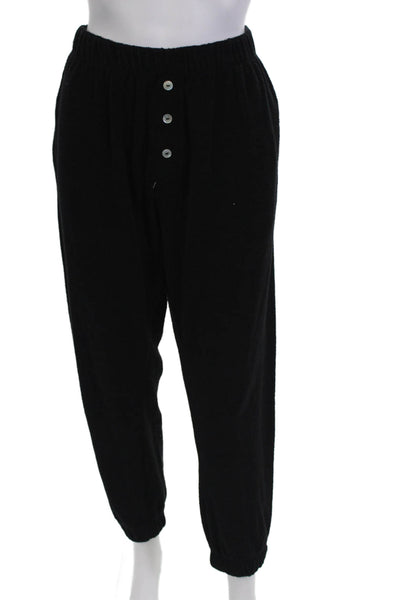 Donni Womens Cotton Blend Terry Tapered Loungewear Pants Black Size L