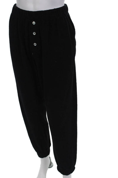 Donni Womens Cotton Blend Terry Tapered Loungewear Pants Black Size L