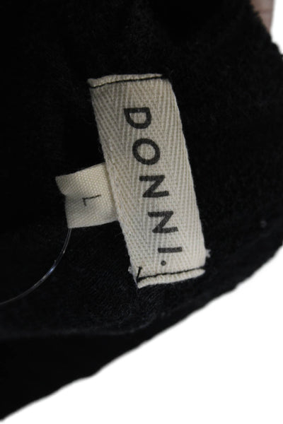 Donni Womens Cotton Blend Terry Tapered Loungewear Pants Black Size L