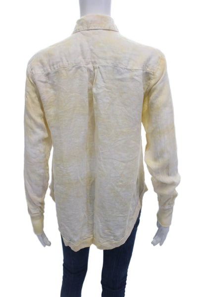 Wilt Womens Button Front Long Sleeve Collared Tie Dyed Shirt Brown White XS
