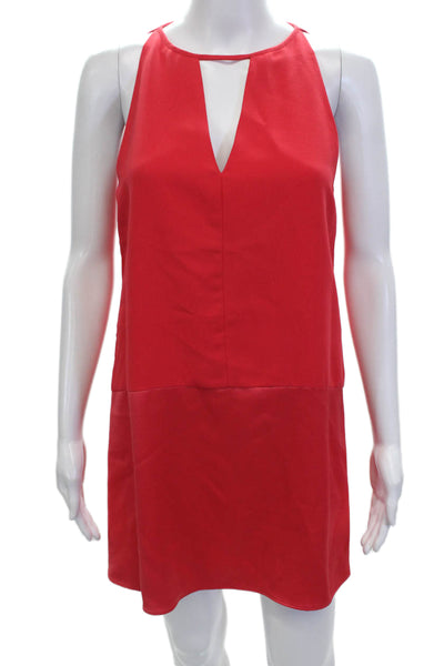 Parker Womens Sleeveless Keyhole Mini Shift Dress Red Size Extra Small