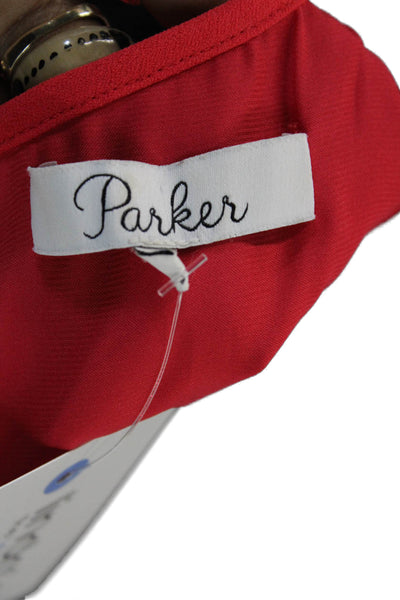 Parker Womens Sleeveless Keyhole Mini Shift Dress Red Size Extra Small