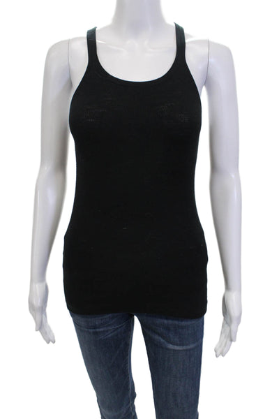 360 Sweater Womens Scoop Neck Lightweight Knit Tank Top Black Cotton Size Small