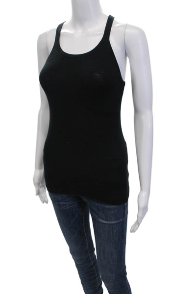 360 Sweater Womens Scoop Neck Lightweight Knit Tank Top Black Cotton Size Small