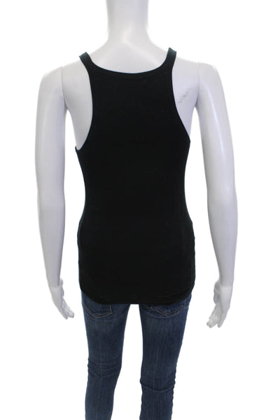 360 Sweater Womens Scoop Neck Lightweight Knit Tank Top Black Cotton Size Small