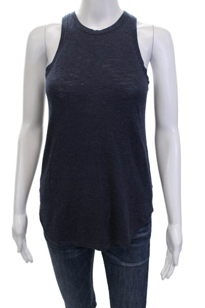 360 Sweater Womens Scoop Neck Lightweight Knit Tank Top Navy Cotton Size XS