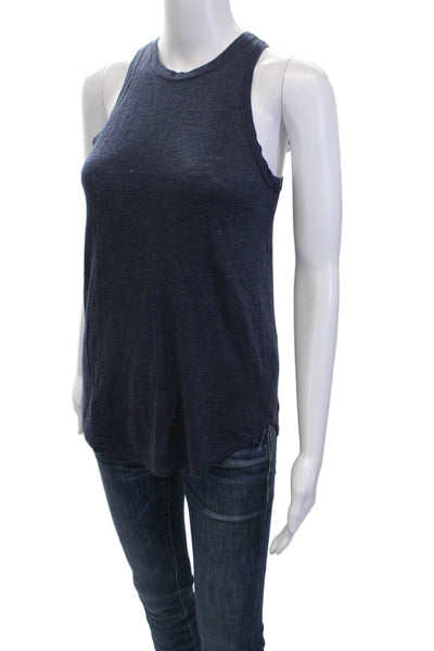 360 Sweater Womens Scoop Neck Lightweight Knit Tank Top Navy Cotton Size XS