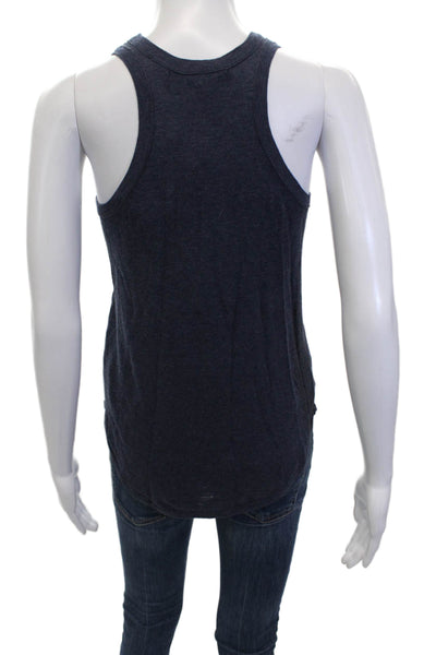 360 Sweater Womens Scoop Neck Lightweight Knit Tank Top Navy Cotton Size XS