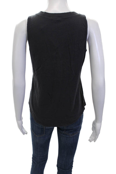 Leallo Womens V Neck Knit Boxy Tank Top Navy Blue Cotton Size Small