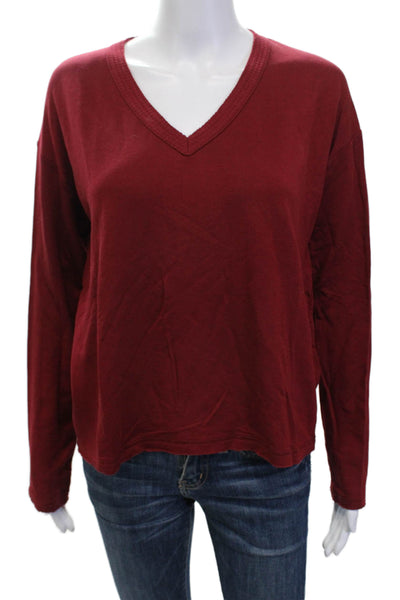 Rag & Bone Womens Long Sleeve V Neck Knit Boxy Shirt Red Size Extra Small
