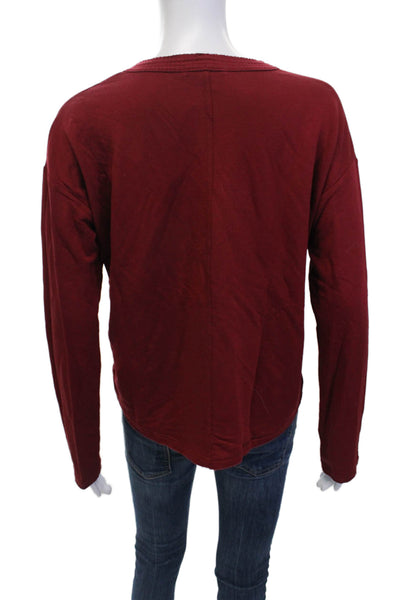 Rag & Bone Womens Long Sleeve V Neck Knit Boxy Shirt Red Size Extra Small
