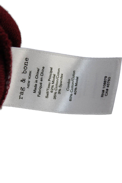 Rag & Bone Womens Long Sleeve V Neck Knit Boxy Shirt Red Size Extra Small