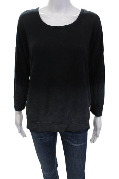 Feel The Piece Womens 3/4 Sleeve Scoop Neck Ombre Sweater Black Gray OS