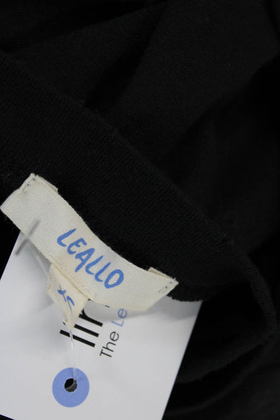 Leallo Womens V Neck Knit Boxy Tank Top Black Cotton Size Extra Small