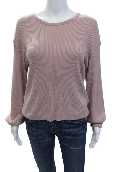 Splendid Women's Long Sleeves Ribbed Pullover Sweater Mauve Size M