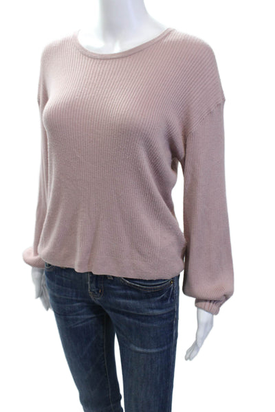 Splendid Women's Long Sleeves Ribbed Pullover Sweater Mauve Size M