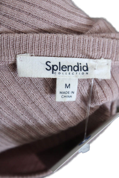 Splendid Women's Long Sleeves Ribbed Pullover Sweater Mauve Size M