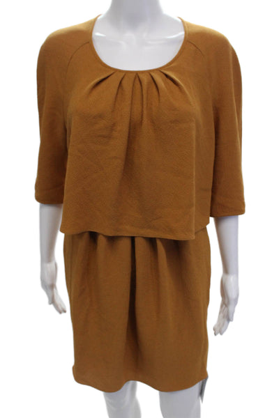 Mulberry Womens Long Sleeves Pleated Front Knee Length Dress Yellow Size 4