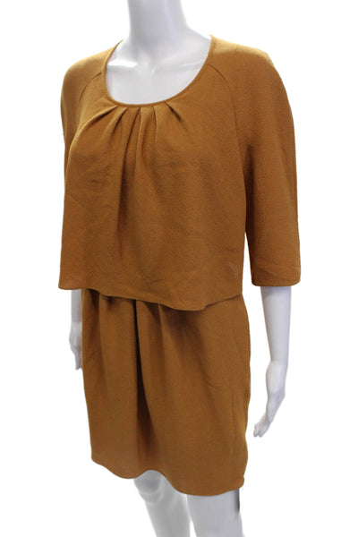 Mulberry Womens Long Sleeves Pleated Front Knee Length Dress Yellow Size 4