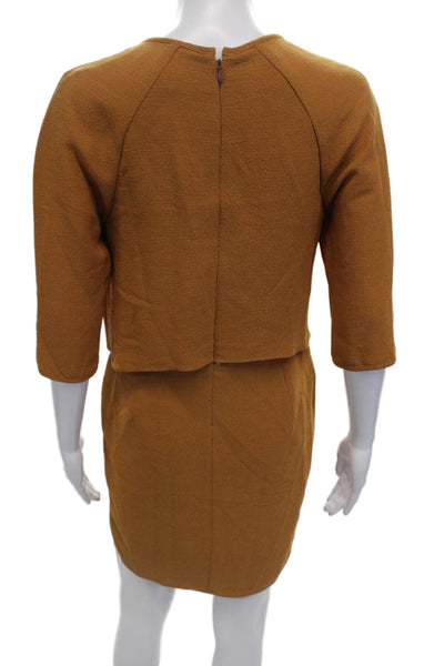 Mulberry Womens Long Sleeves Pleated Front Knee Length Dress Yellow Size 4