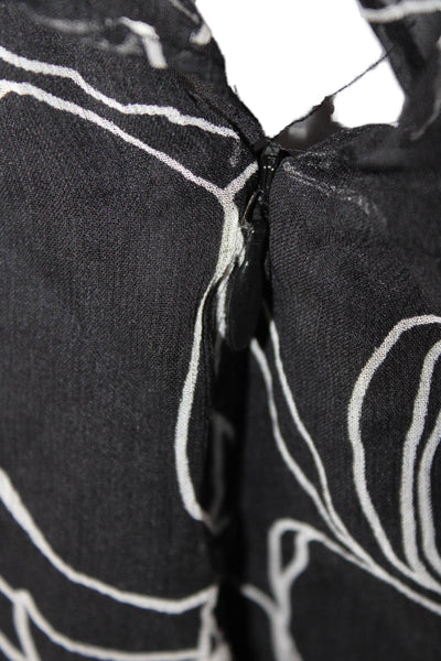 Lover Womens Silk Printed Short Sleeves A Line Dress Black White Size 4