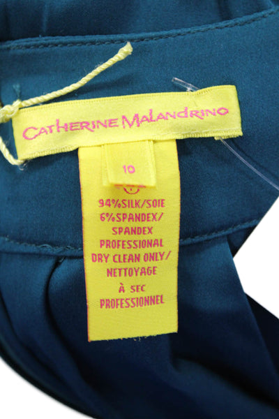 Catherine Malandrino Womens Silk Scoop Neck Sleeveless Jumpsuit Teal Size 10