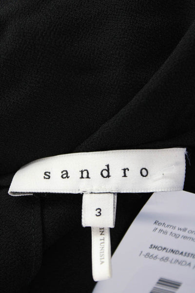 Sandro Womens Silk V-Neck Front Zip Sleeveless Jumpsuit Black Size 3
