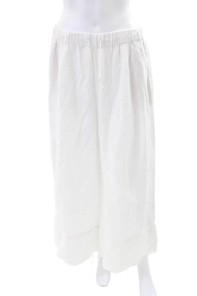 Zara Womens Drawstring High Waisted Wide Leg Pants White Size L